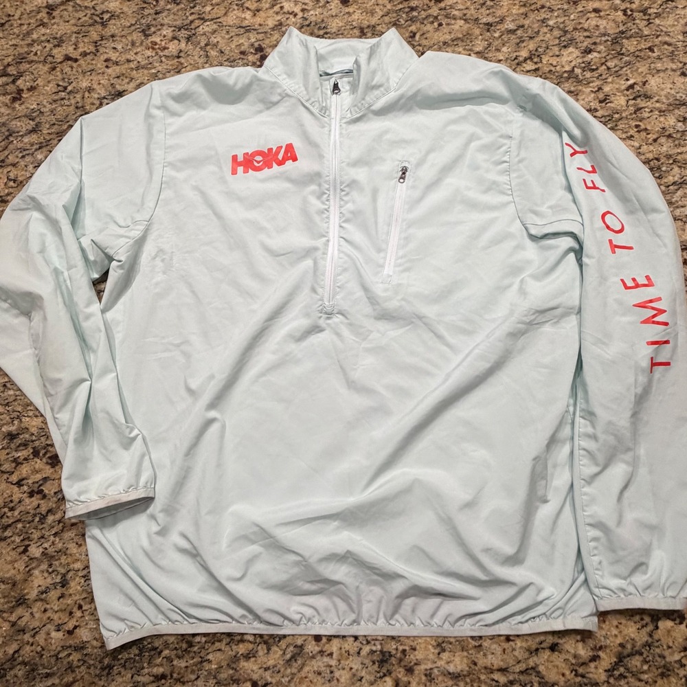 Hoka One One Mens XL Half Zip Running Windbreaker Jacket Fear MKE Blue ws